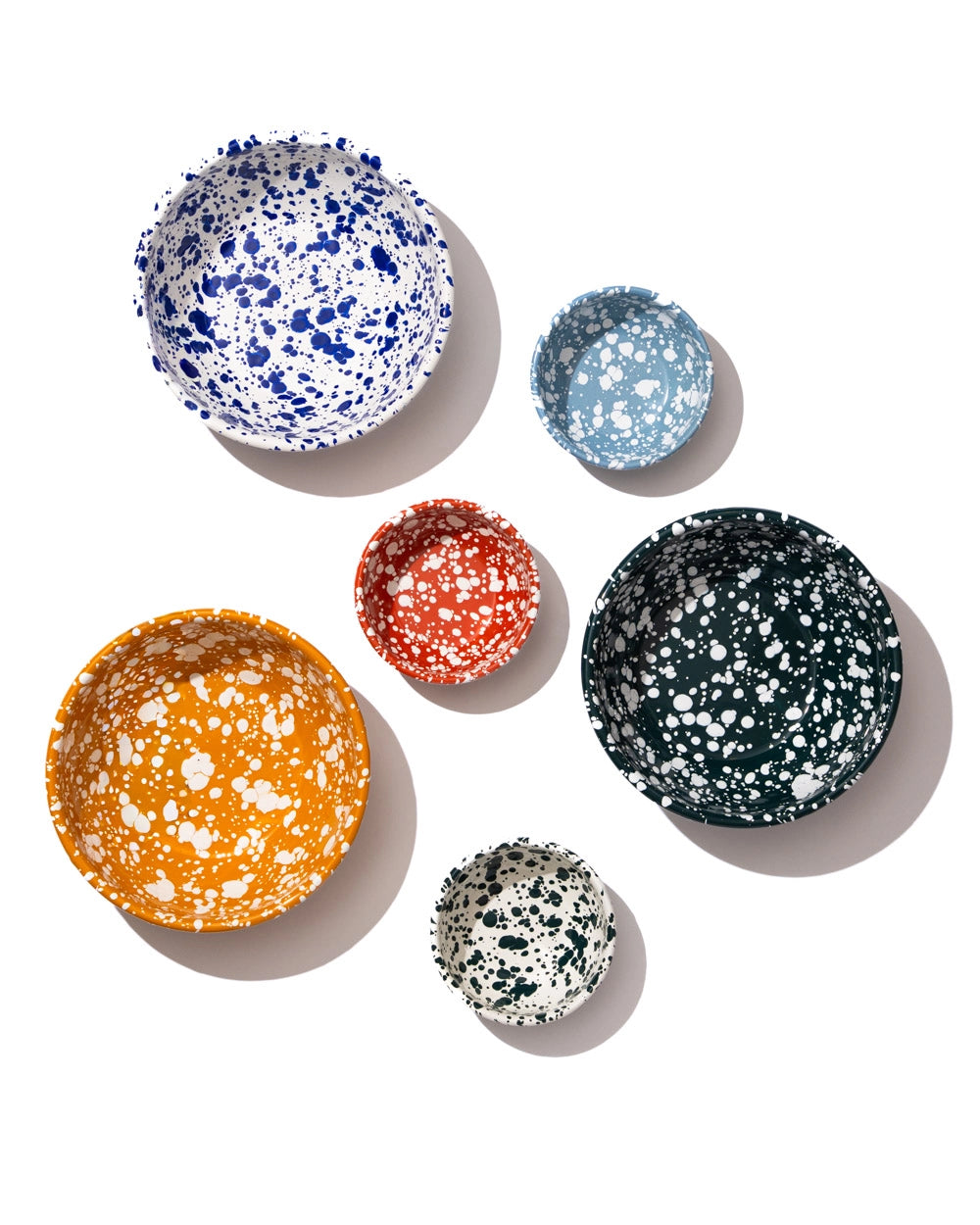 Large Splatter Enamel Bowl - Green