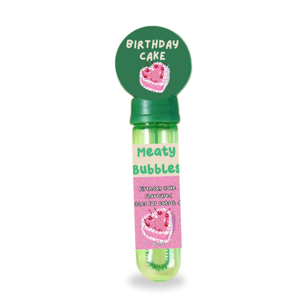Meaty Bubbles Birthday Cake pet bubbles