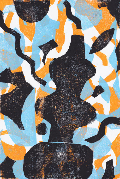 Flower Pot Linocut Print