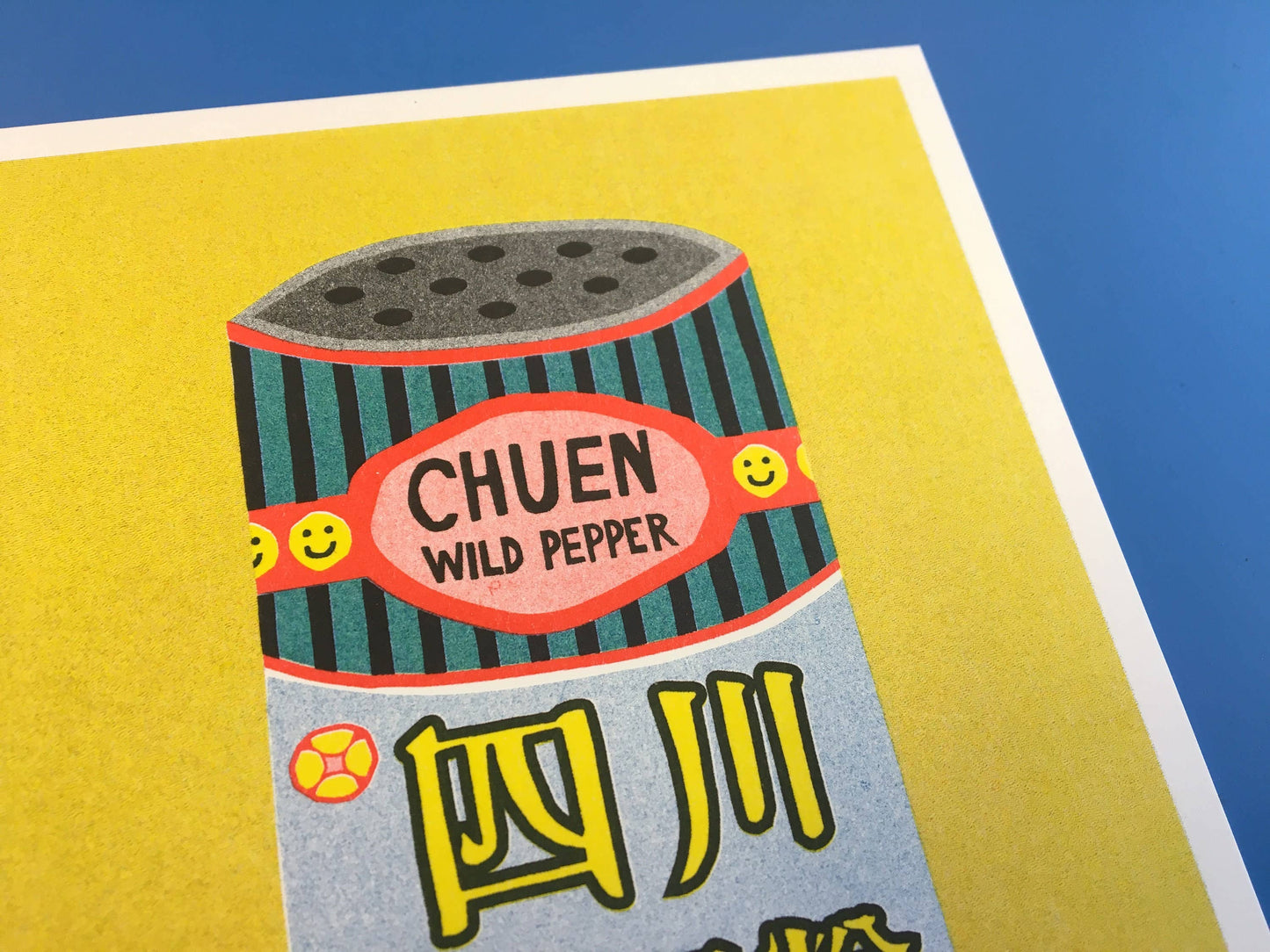 A Risograph Print Of A Tin Can Of Chuen Pepper