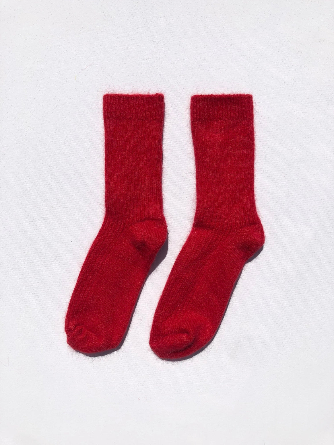 Angora Wool Socks - Red Coral