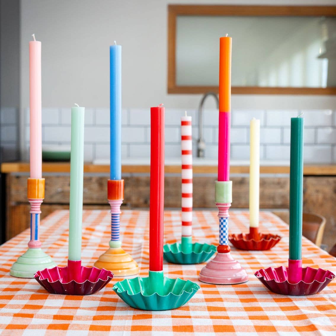 Orange & Pink Straight Dinner Candle