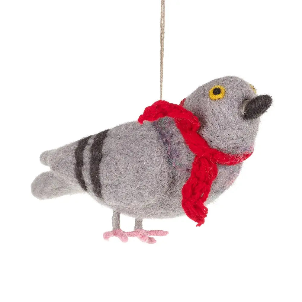 Handmade Pigeon with A Scarf Fair Trade Hanging Bird Decor