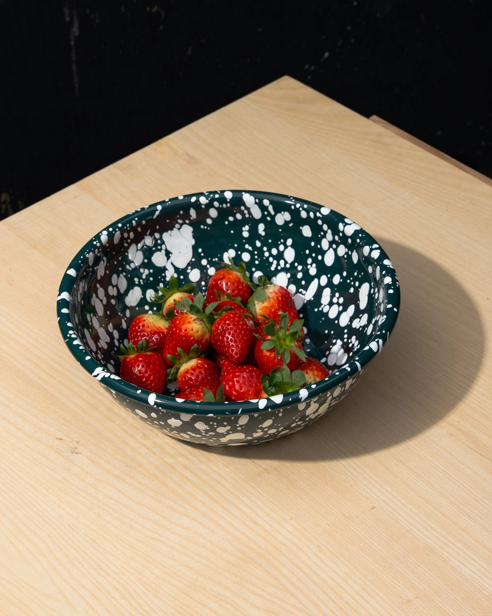 Large Splatter Enamel Bowl - Green