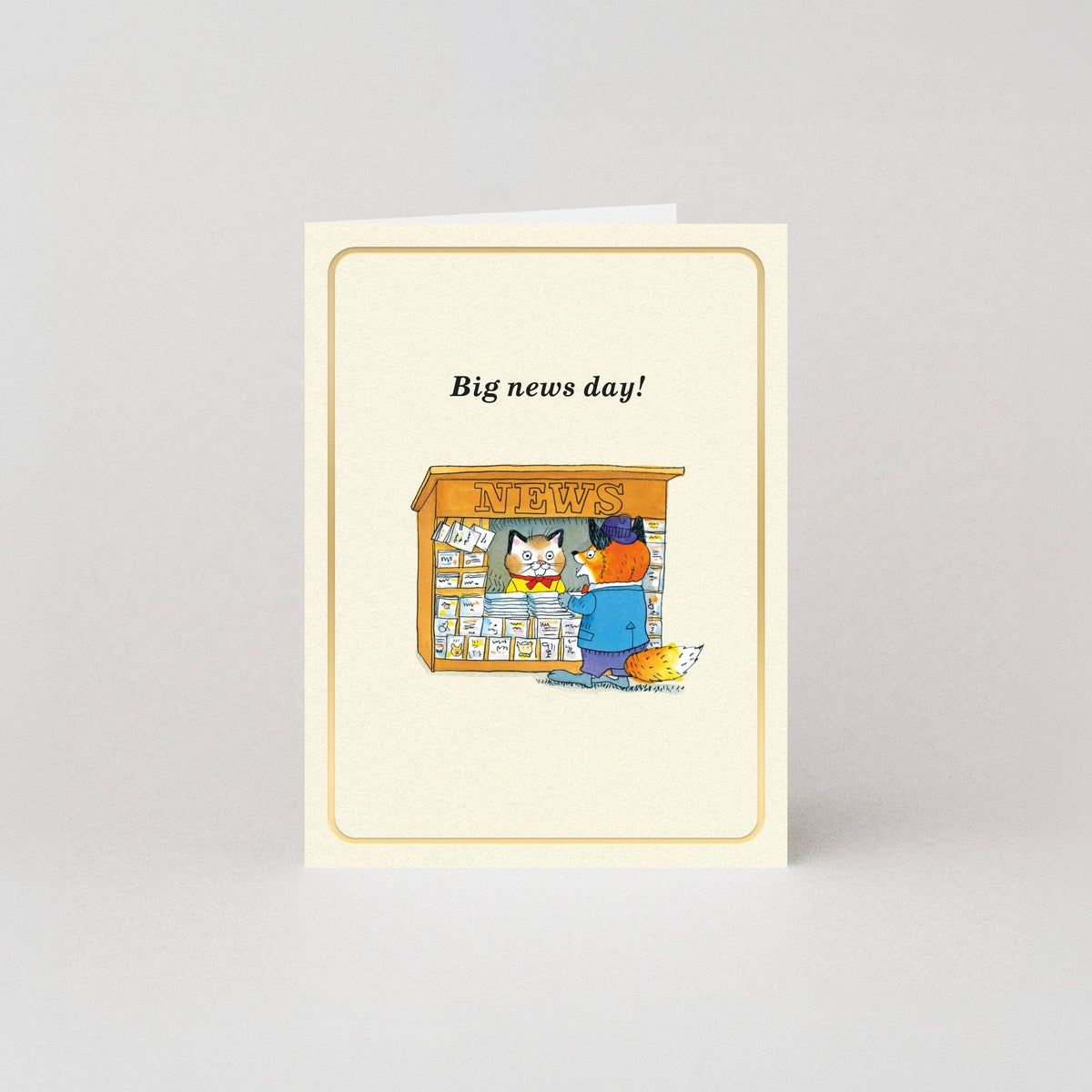 Big News Day - Gold Foil - Mini Card by Richard Scarry