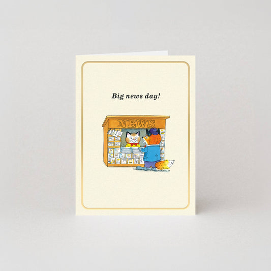 Big News Day - Gold Foil - Mini Card by Richard Scarry