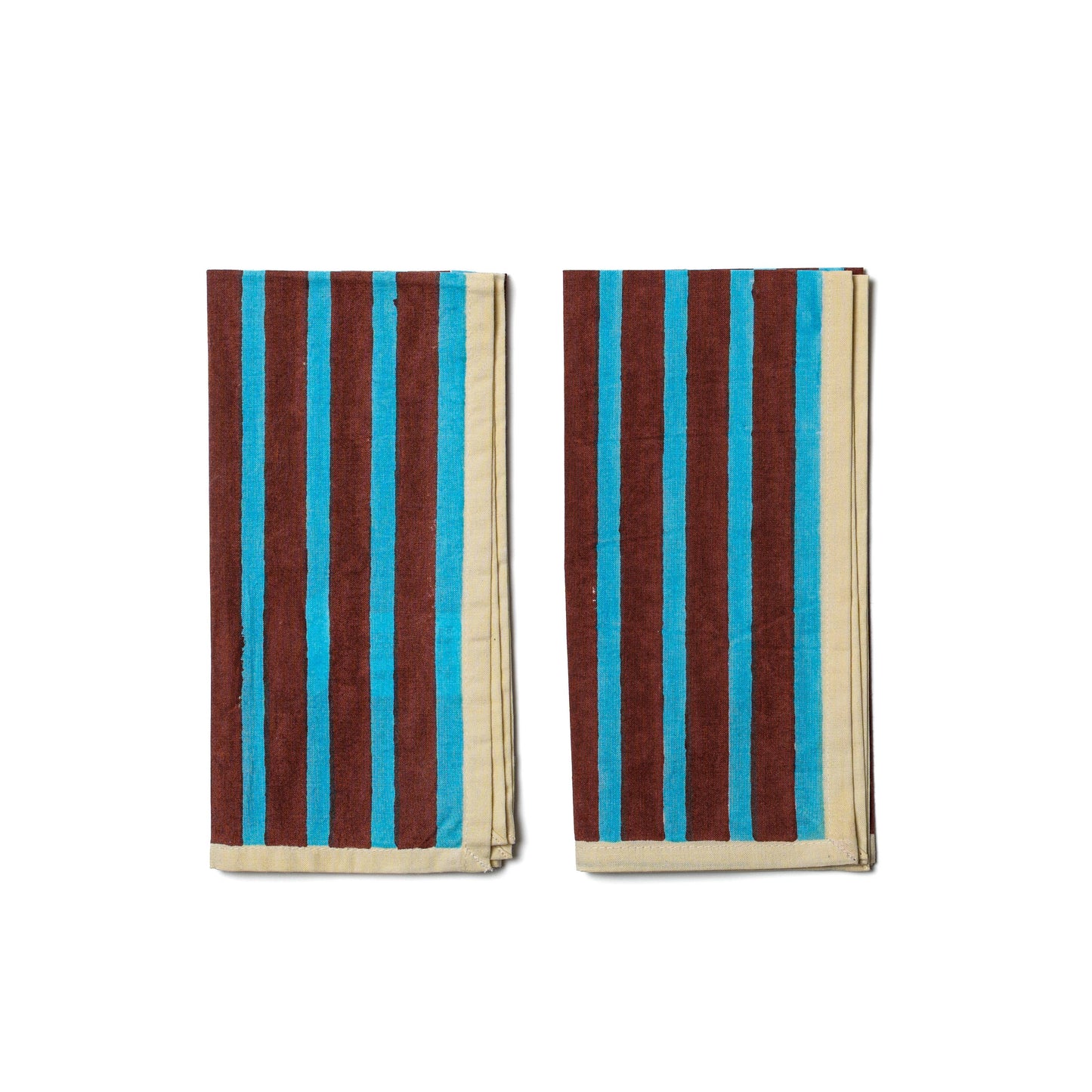 Block Stripe Napkins - Cyan / Russet