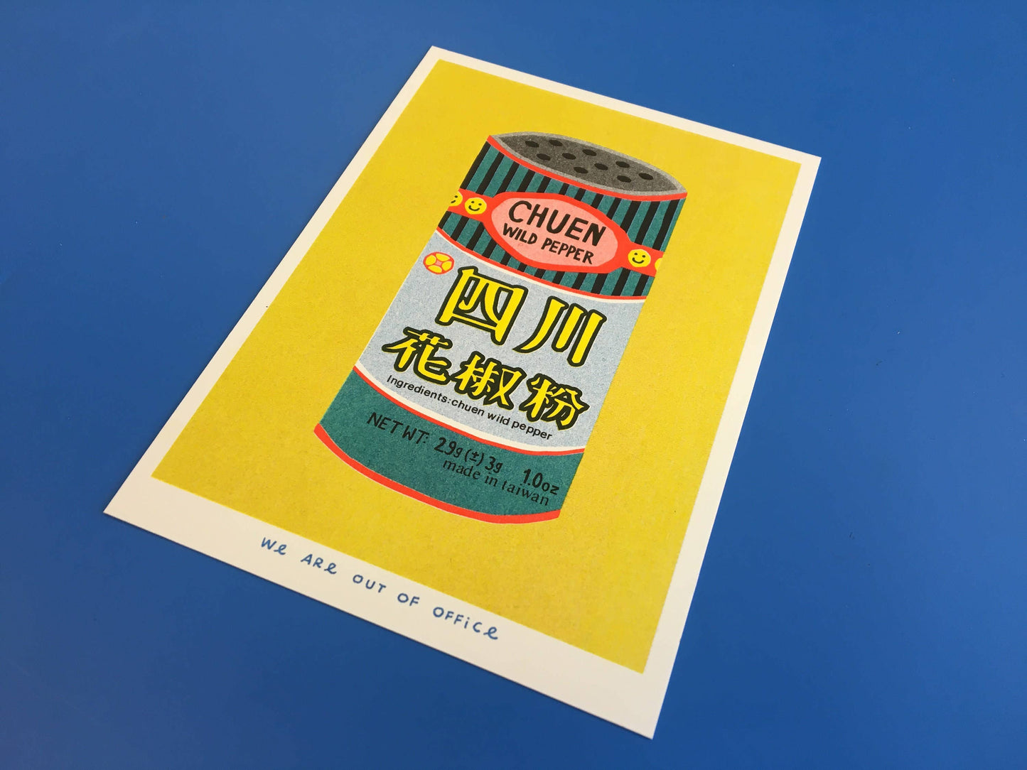 A Risograph Print Of A Tin Can Of Chuen Pepper