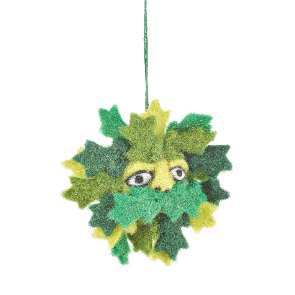 Handmade Needle Felt Green Man Biodegradable Hanging Decoration