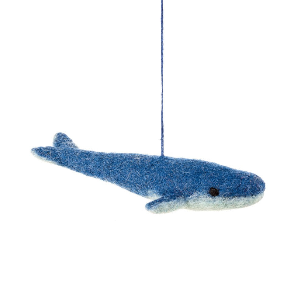 Handmade Felt Biodegradable the Big Blue Hanging Whale Decor