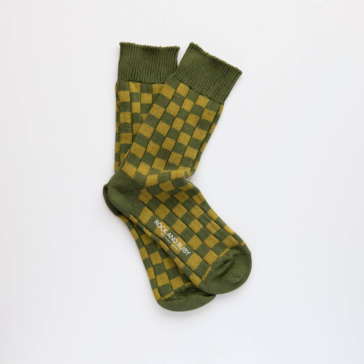 Hunter Green Edith Checked Cotton Socks
