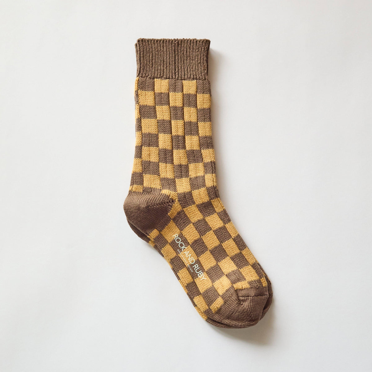 Walnut Brown Edith Check Socks