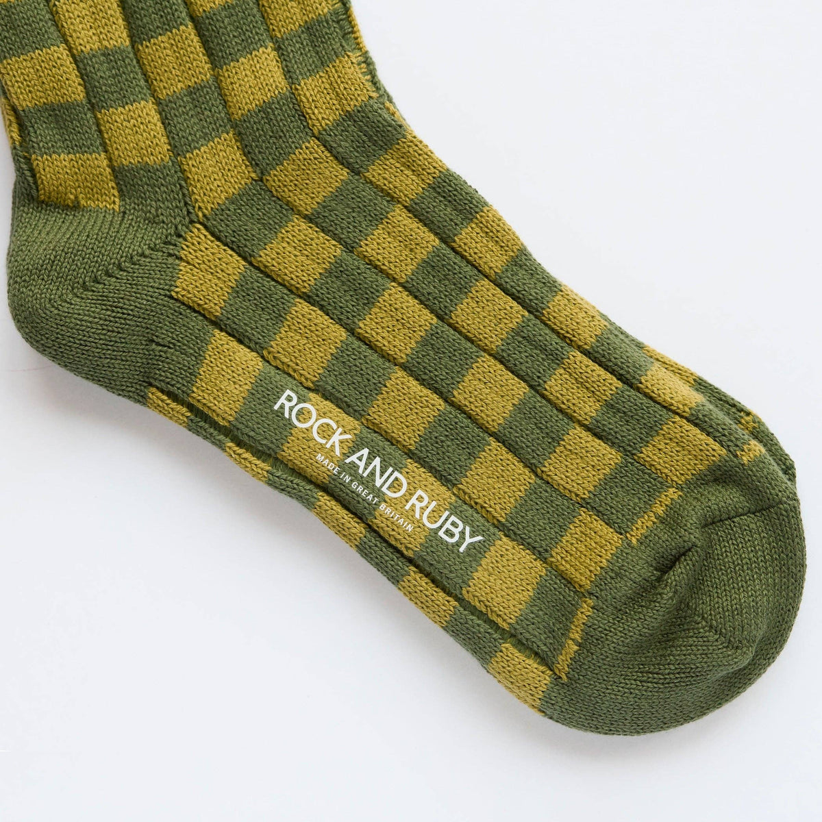 Hunter Green Edith Checked Cotton Socks