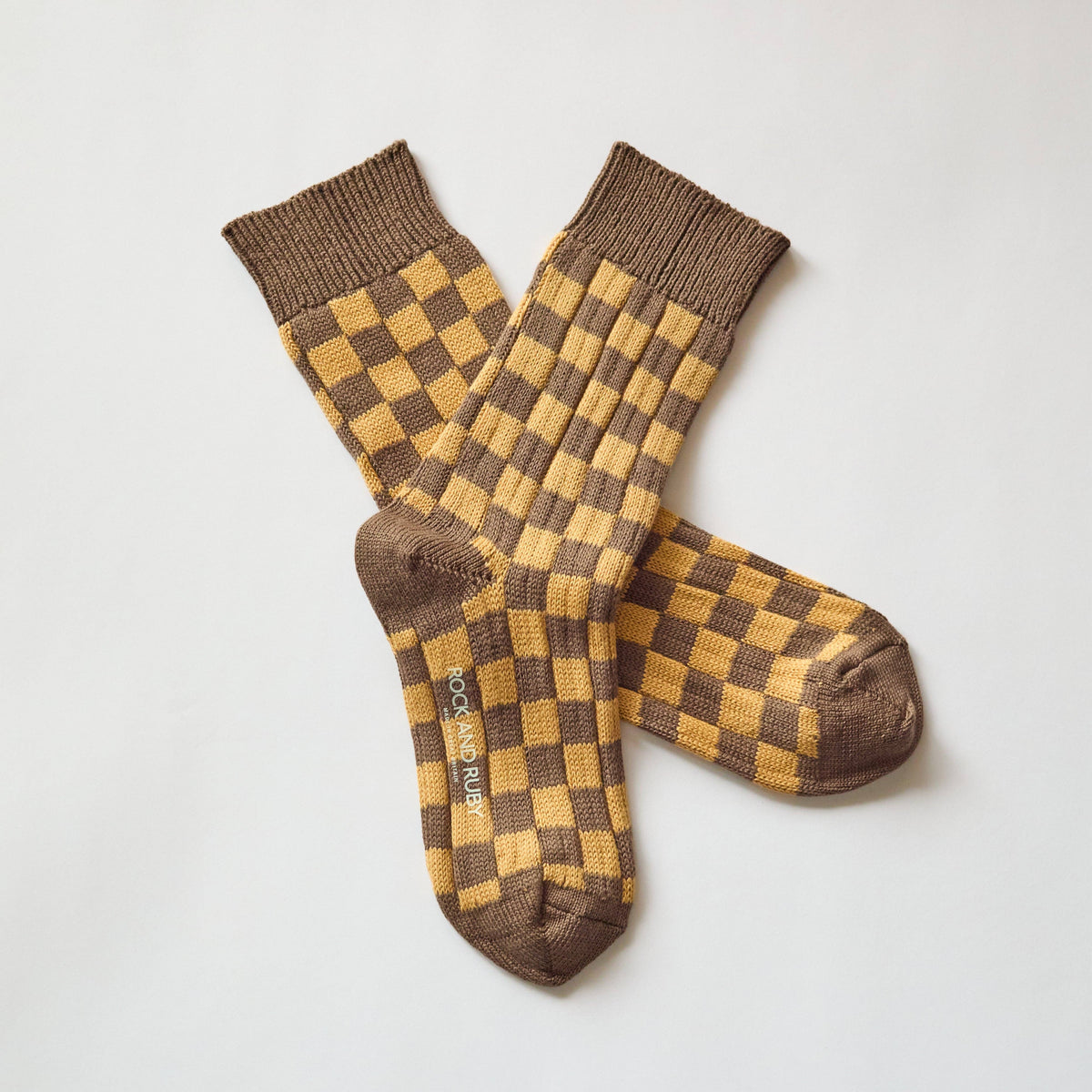 Walnut Brown Edith Check Socks
