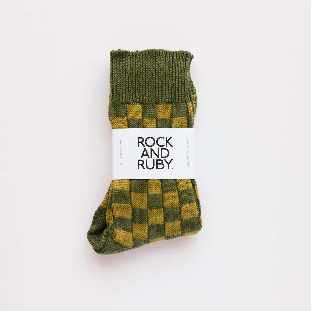Hunter Green Edith Checked Cotton Socks