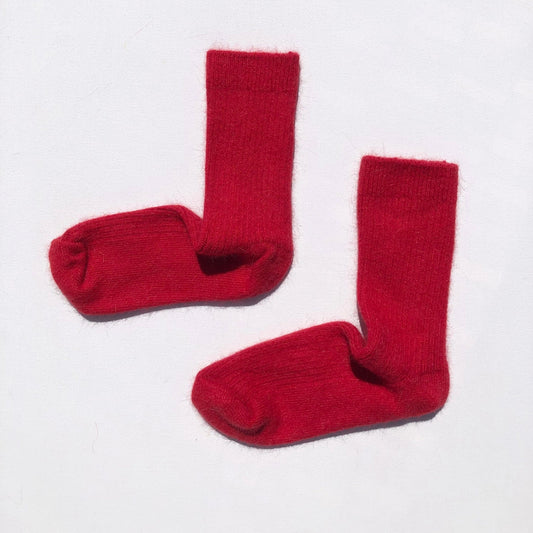 Angora Wool Socks - Red Coral