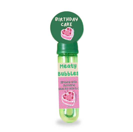 Meaty Bubbles Birthday Cake pet bubbles