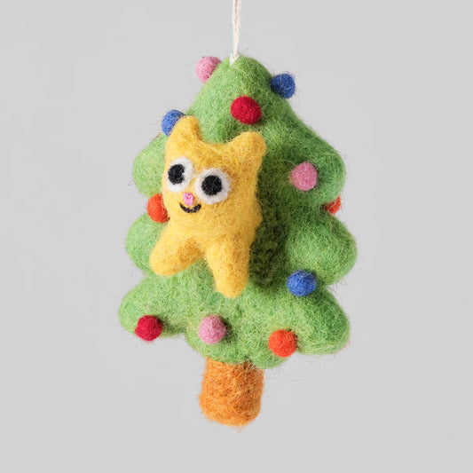 Bobby Cat In A Tree Felt Decoration