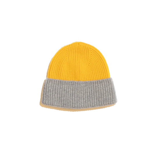 Two Tone Hat Supersoft Lambswool Yellow & Grey