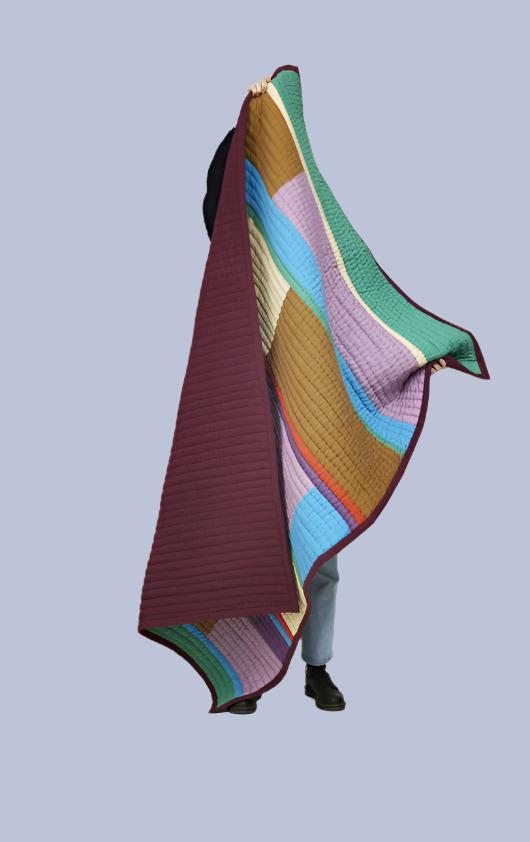 Pavilion Plaid Block Burgundy/Multicolour Quilted Blanket