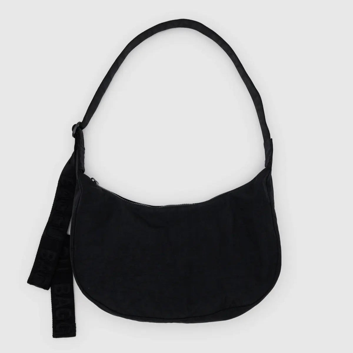 Medium Nylon Crescent Bag - Black