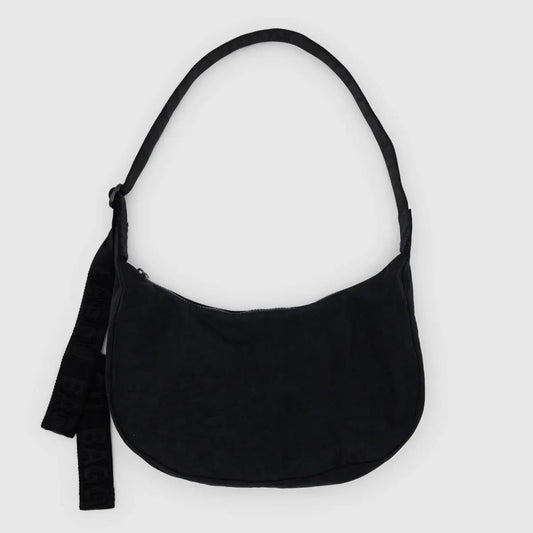 Medium Nylon Crescent Bag - Black