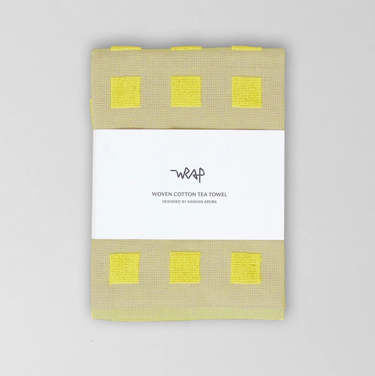 Squares Oat/Yellow Cotton Tea Towel