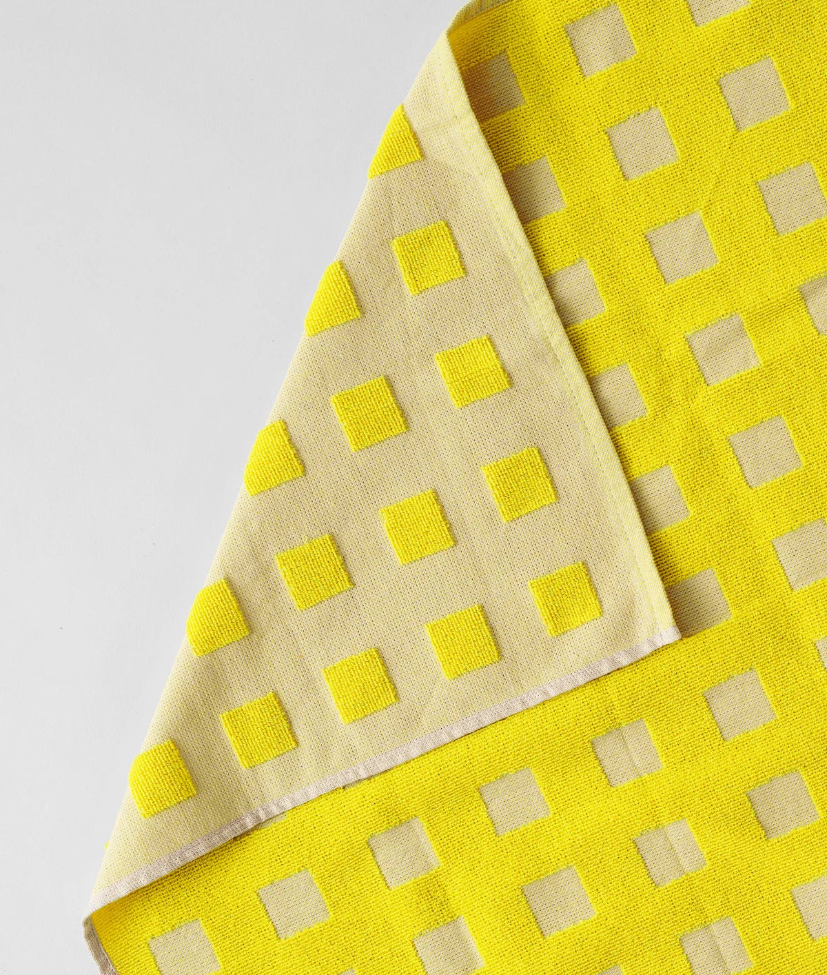 Squares Oat/Yellow Cotton Tea Towel