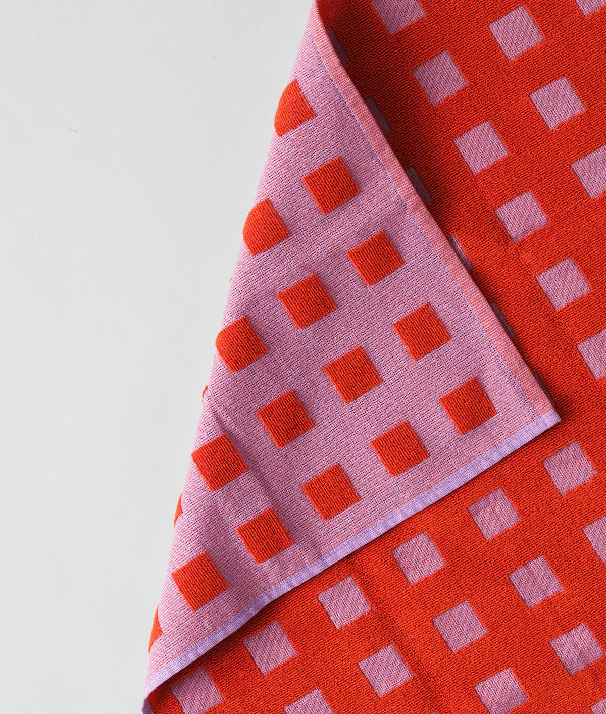 Squares Lilac/Warm Red Cotton Tea Towel