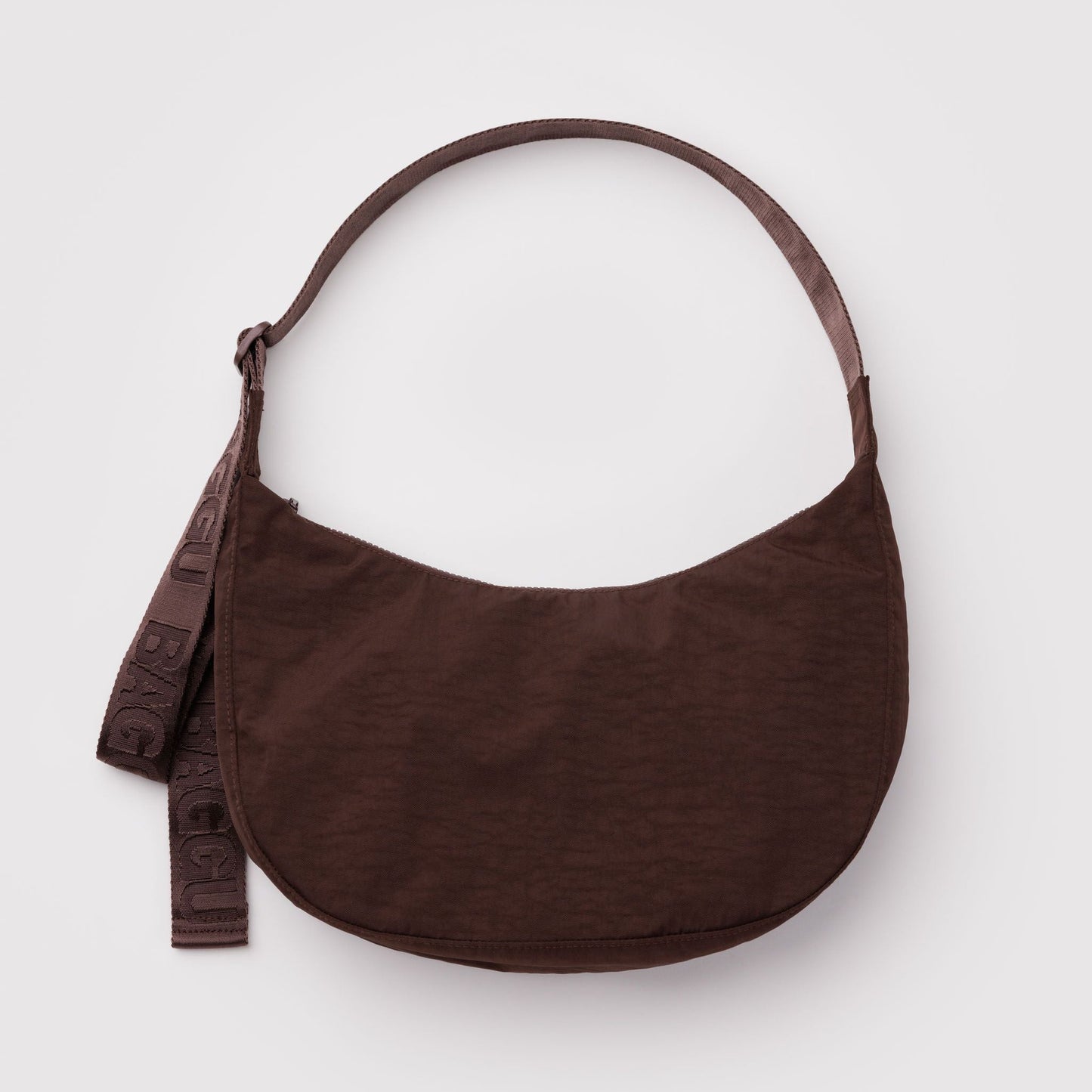 Medium Nylon Crescent Bag - Coffee