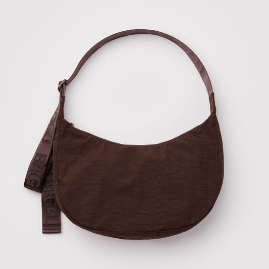 Medium Nylon Crescent Bag - Coffee