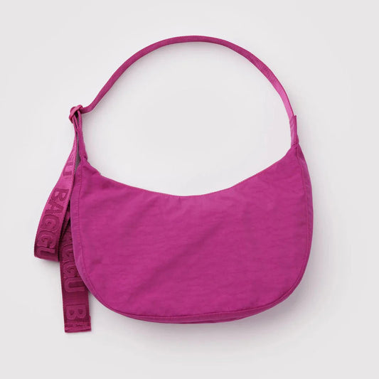 Medium Nylon Crescent Bag - Deep Fuschia
