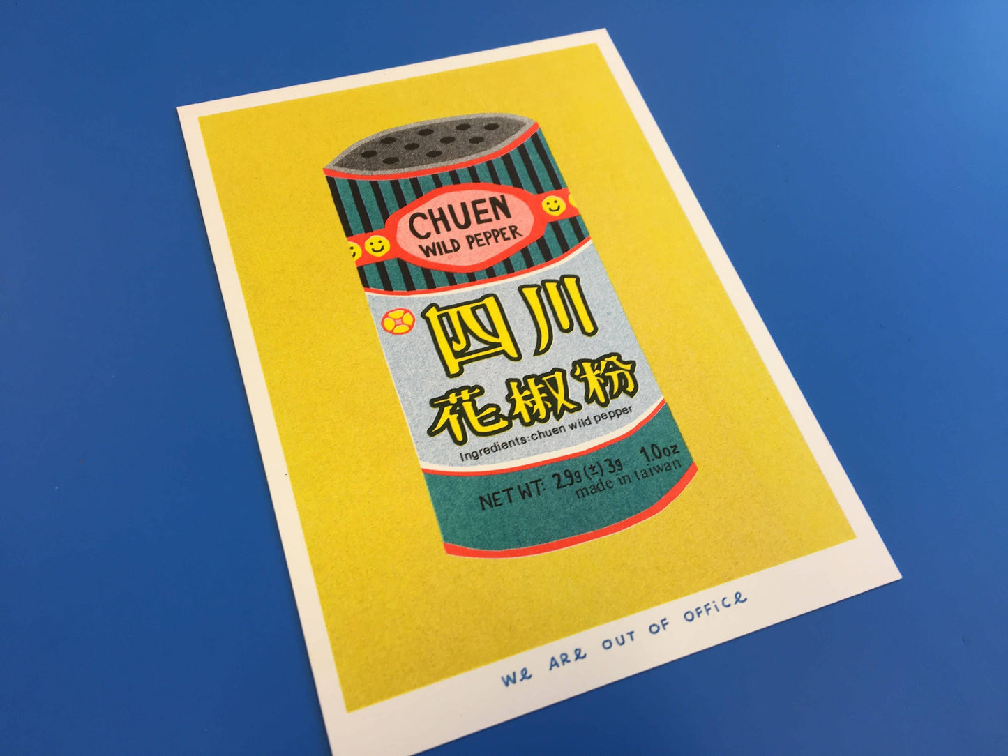 A Risograph Print Of A Tin Can Of Chuen Pepper