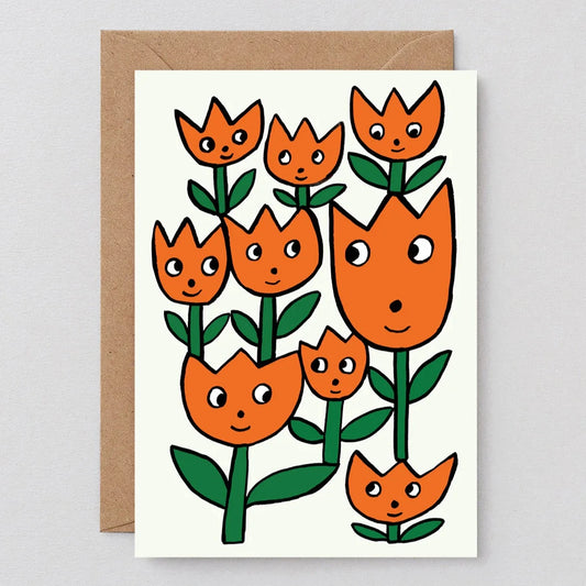 Smiling Flowers Embossed Greetings Card