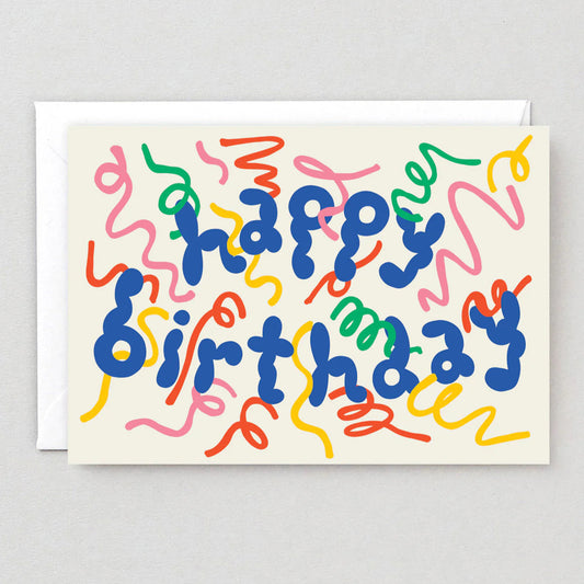 Happy Birthday Streamers Embossed Greetings Card