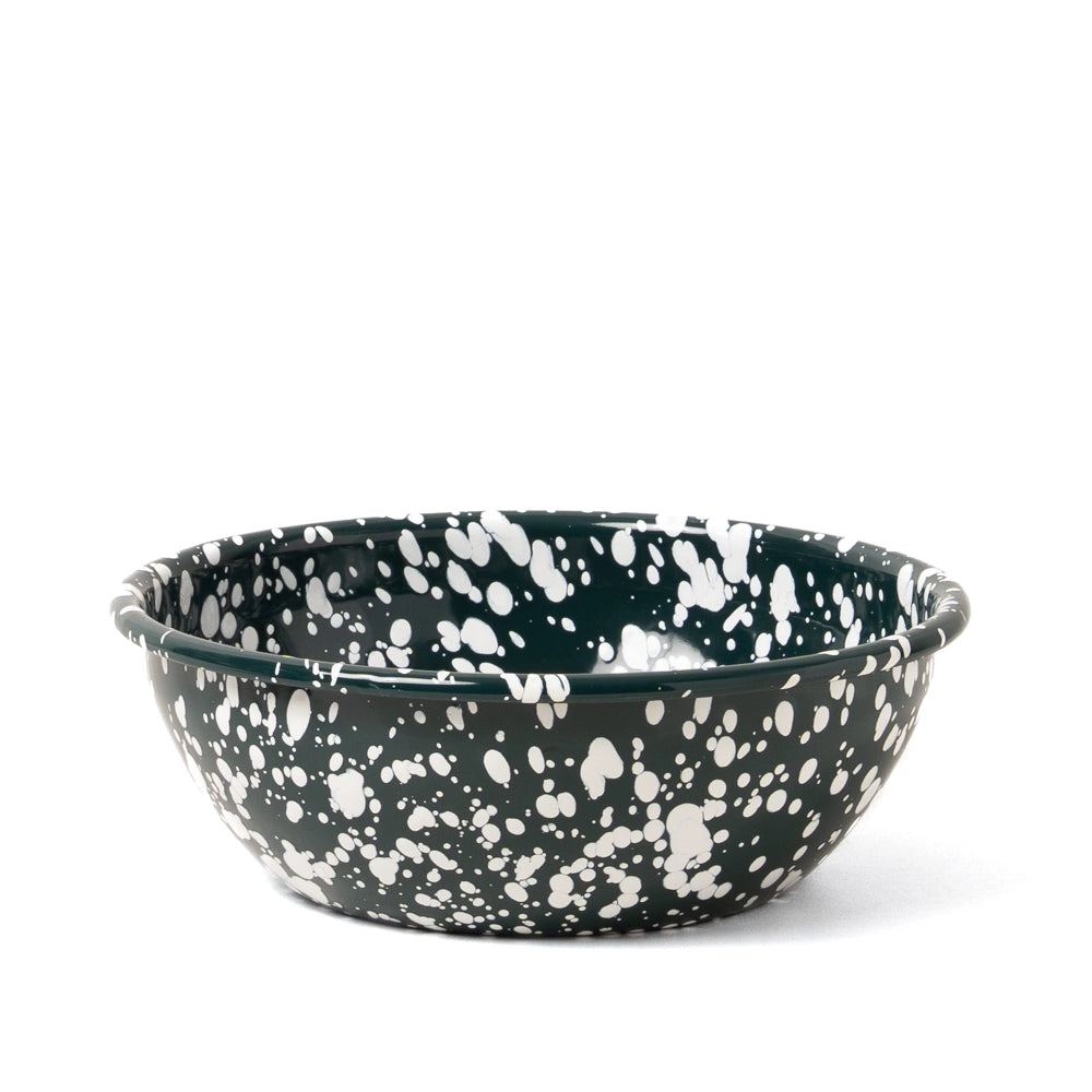 Large Splatter Enamel Bowl - Green