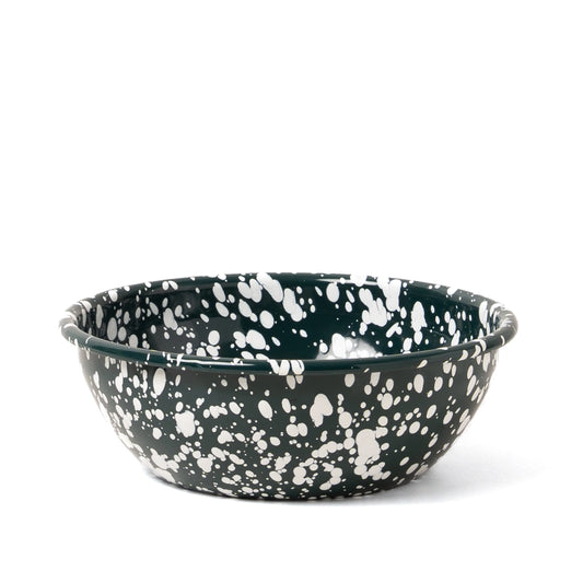 Large Splatter Enamel Bowl - Green