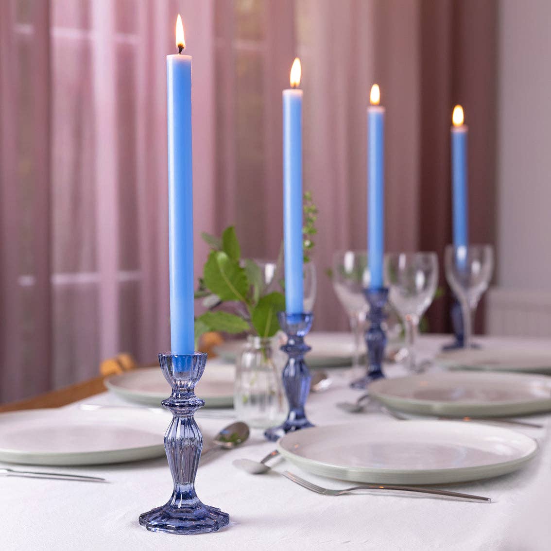 Blue Straight Dinner Candle