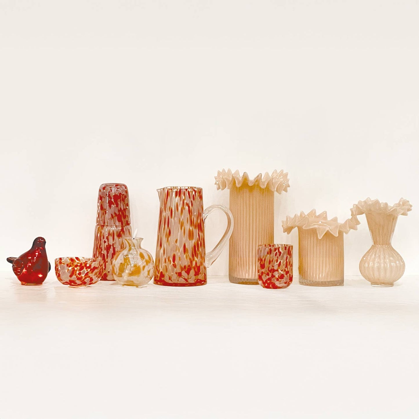 Red Speckled Tumbler Glass