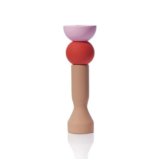 Maegan Stacks Candlestick, Tall – Tomato. Front