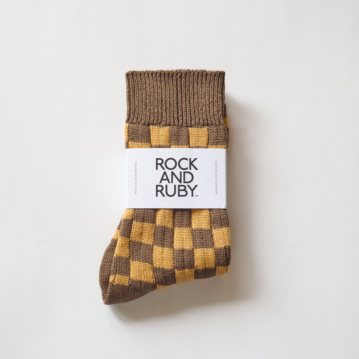 Walnut Brown Edith Check Socks