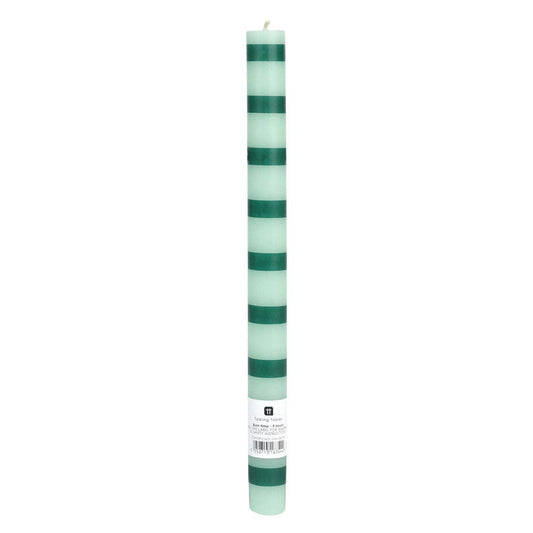 Green Stripe Straight Dinner Candle