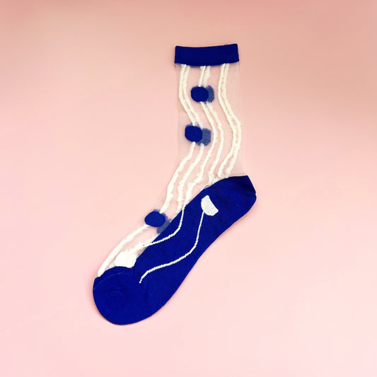 Blue Waves + Spots Sock