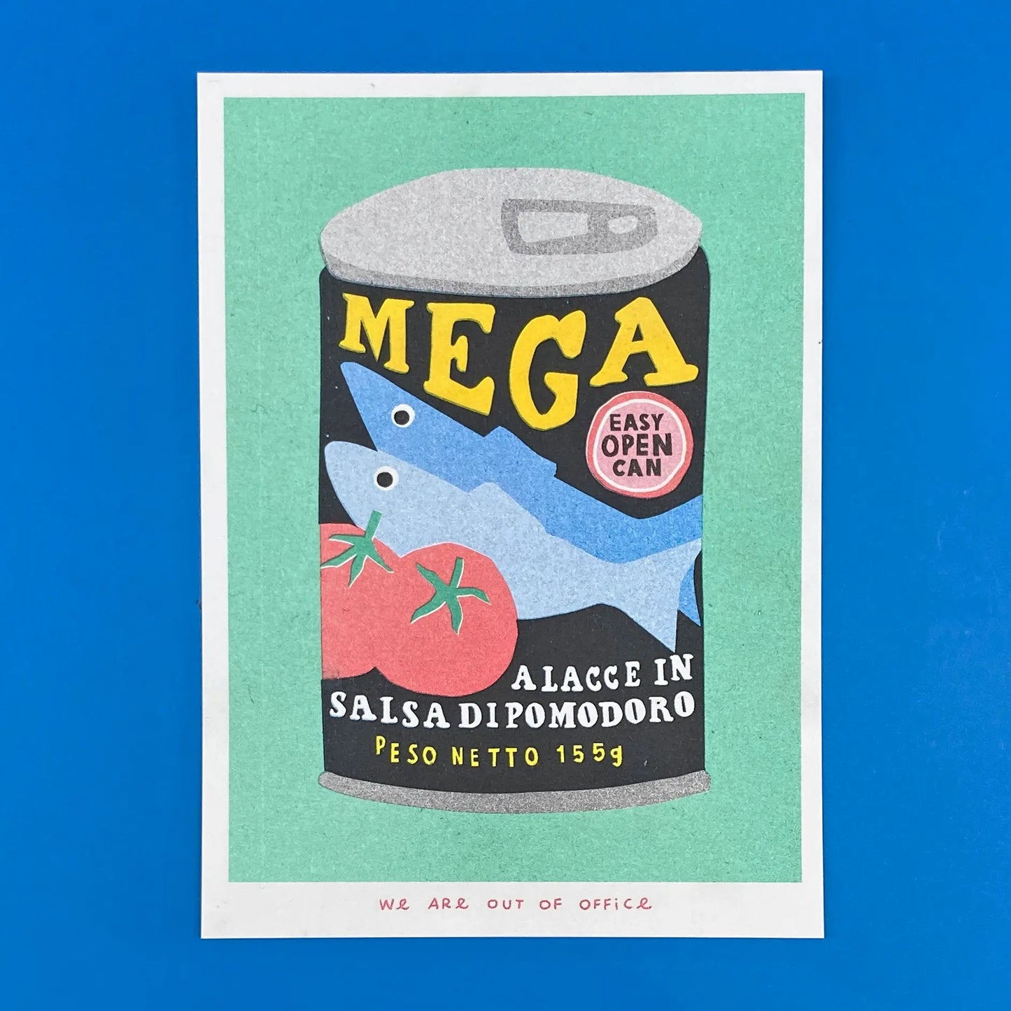 A Risograph Print Of A Can Mega Sardines