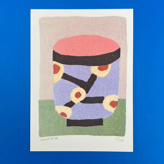 A Risograph Print Of A Package Of A Painted Cup