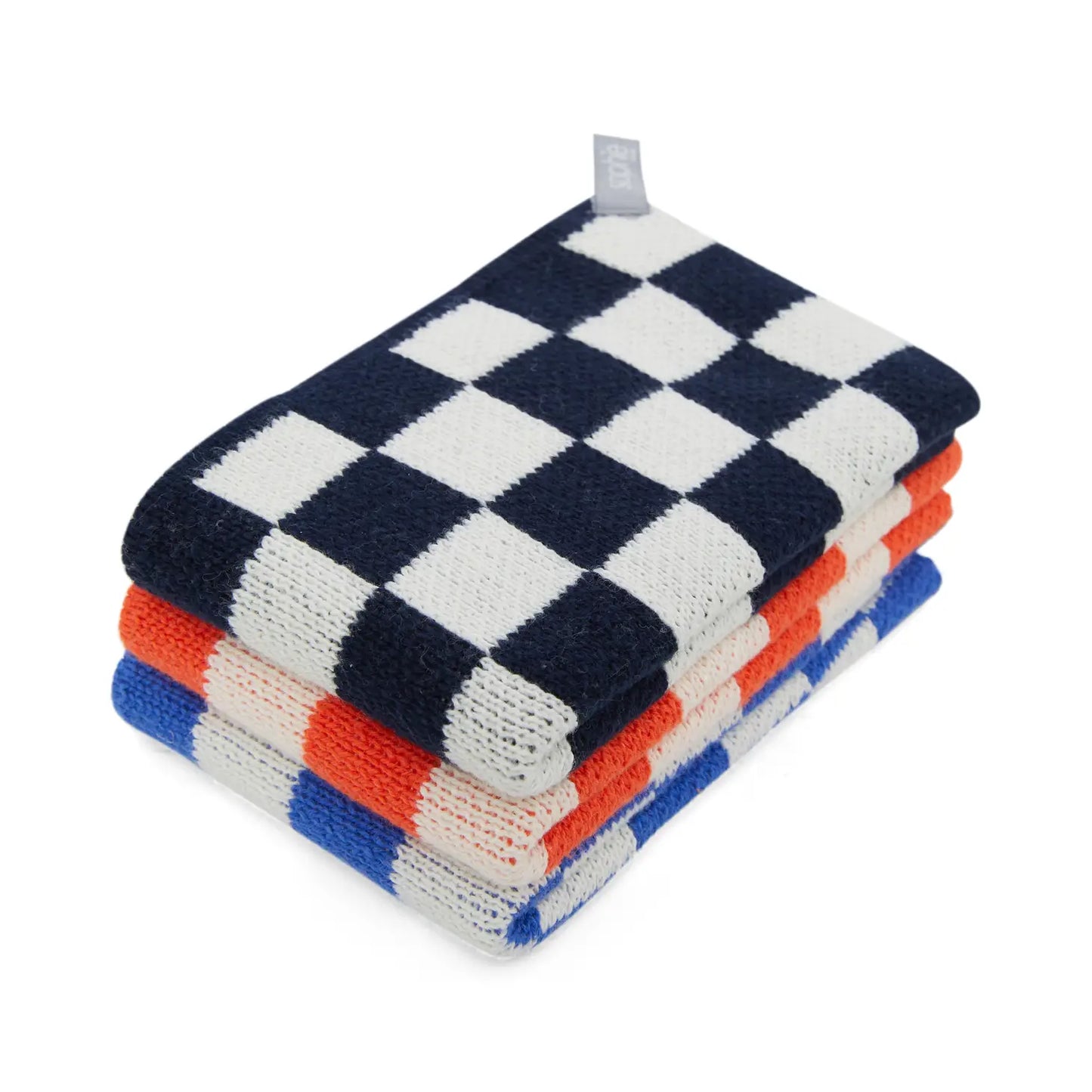 Reusable & Eco-Friendly Cotton Knit Dishcloths - Navy Check