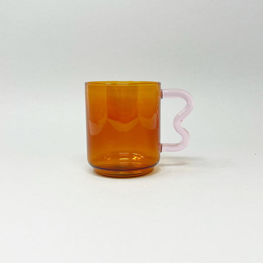 Wavey Glass Mug - Orange